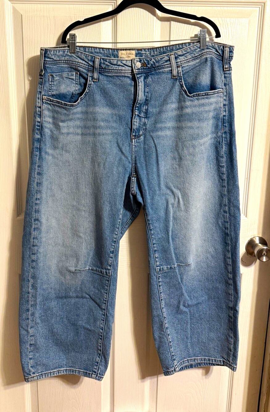 Pilcro Stretch Barrel Wide Leg Blue Jeans Womens 20W Plus